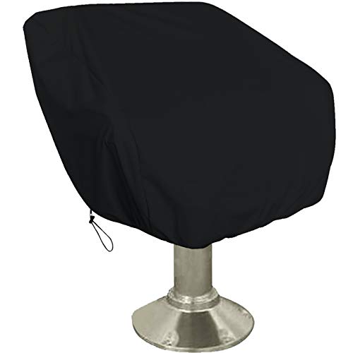 Boat Seat Cowl, Outside Waterproof Material Captain's Chair Cowl, Heavy Responsibility Boat Bench Chair Seat Protecting Cowl for Helm Buckle Mounted Again Seat, All Yr Spherical Climate Safety (Black).