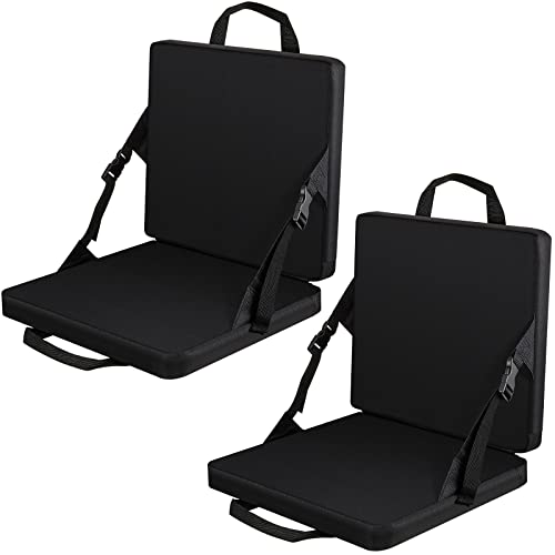 2 Pcs Stadium Seats Boat Canoe Kayak Seat Stadium Seats for Bleachers with Again Help for Indoor Outside Sport Occasions Bleacher Outing Touring Mountain climbing Fishing Tenting (Black).