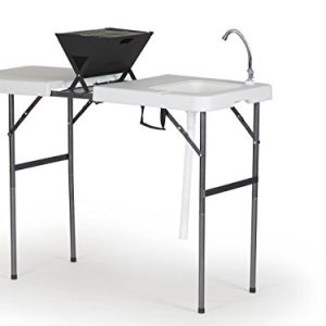 Foldable BBQ Table with Sink and Grill, Ideal for Outdoor Cooking and Camping