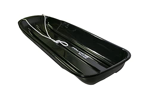 Traditional Downhill Toboggan Snow Sled Contains Pull Rope and Handles (Black 48") - Match for two Riders.