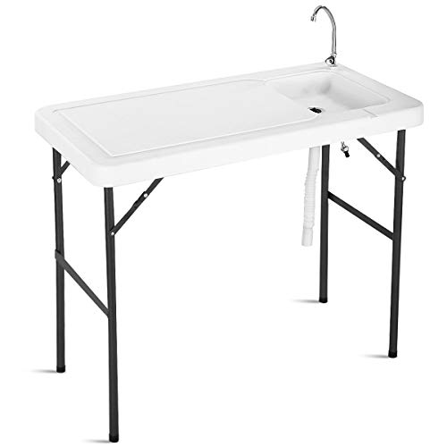 Goplus Folding Fish Cleaning Table with Sink and Faucet for Outdoor Camping and Picnic.
