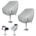 2 Pack Boat Seat Cowl, Out of doors Waterproof Pedestal Pontoon Captain Boat Bench Chair Seat Cowl, Oxford Material Helm Chair Protecting Covers (Silver, 2 Pack).