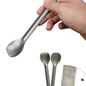 Titanium Long Handle Spork and Spoon Set - Eco-Friendly Travel and Camping Utensils