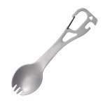 5 in 1 Stainless Metal Spork Tenting Cookware Set Fork Spoon Combo with Can Opener Key Chain Bottle Opener Appropriate for Out of doors Picnics Mountain climbing Fishing Journey.