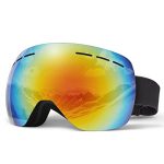 Ski Goggles Snowboard Glasses PAZIMIIK OTG Framless Anti-Fog Spherical Interchangeable Lens 100% UV 400 Safety for Males Girls Youth, Pink.