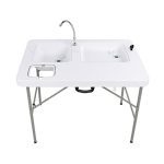 Canyon Camping Sink Table: Portable 32in Tall Fish Cleaning Table with Dual Sinks and Faucet - Ideal for Camping Kitchen