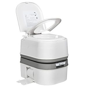 Portable Camping Toilet with 6.34 Gallon Capacity, Paper and Detergent Collection, Leak-Proof Design and Level Indicator for Outdoor Activities like Boating, Hiking, and Traveling.