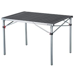 Aluminum Folding Light-weight Roll Transportable Secure Desk for Tenting Picnic Barbecue Yard Occasion, Indoor & Outside 4-6, Oversize, Silver Black.