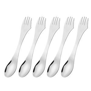 Stainless Steel Sporks Set - Versatile 3-in-1 Utensils for Outdoor Adventures
