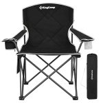 The Ultimate Outdoor Companion: Oversized Folding Camping Chair for Adults with Carry Bag, Portable Heavy Duty Padded Chair with Cup Holder, Storage Pocket, Supports 360lbs for Camping, Travel, and Picnics.