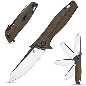 Folding Knife, D2 Blade with Micarta Deal with Pocket Knife EDC Software Knife for Out of doors Tenting, Mountaineering, Searching, Survival, Fishing(Inexperienced).