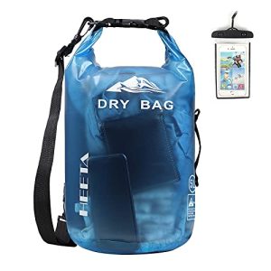 Waterproof Dry Bag for Women Males, Roll Excessive Lightweight Dry Storage Bag Backpack with Phone Case for Journey, Swimming, Boating, Kayaking, Tenting and Seashore, Clear Blue 10L.