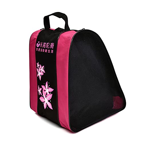 Curler Skating Bag, Breathable Ice-Skating Bag, Curler Skate Carrying Bag, Adjustable Shoulder Strap and Deal with Oxford Material Skating Bag, Skates or Inline Curler Equipment for Girls and Males(pink).