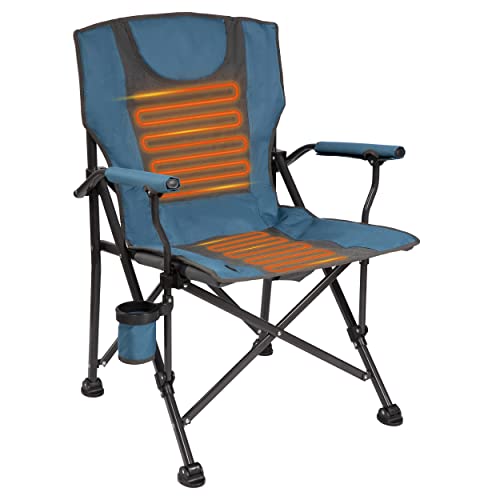 Take Comfort with you - Blue/Gray Yard Expressions Luxurious Heated Portable Chair for Camping, Sports and the Beach