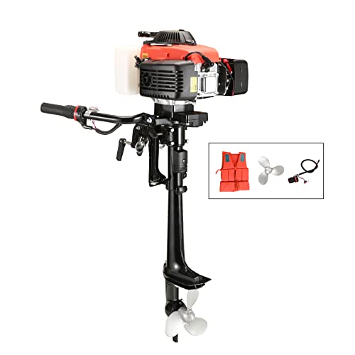 Outboard Motor 4 HP 4 Stroke Outboard Boat Engine Air Cooling System, Robust Shaft Small Outboard Motor.