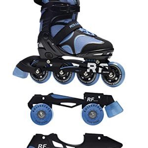 Rollerface Change 3-in-1, Interchangeable in 3 modalities: Inline Skate, Curler Skate, and Ice Skate. (Adjustable as much as 3 Sizes).