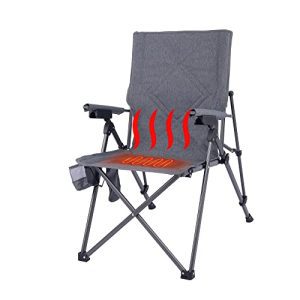 Heated Tenting Chair, Sizzling Seat Adjustable 3 Place Folding Camp Chairs Heavy Responsibility Adults 300 LBS for Adults Lounge with Cup Holder, Camp Reclining Chair for Garden Patio Out of doors Porch.