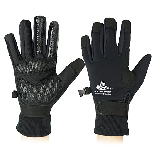 Gel Padded Thermal Gloves (1 Pair) with Wrist Straps, for Ice Determine Skating Snowboarding Snowboarding Winter Sports activities, Water Resistance Heat Versatile, Youngsters Adults Males &  Girls (Massive).