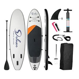 Black Easy Deluxe Inflatable SUP Board - Premium Stand-Up Paddleboard with Complete Accessories & Backpack.