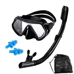 Aqua A Dive Sports Snorkeling Gear Snorkel mask Scuba Set Scuba mask Diving mask Snorkeling Gear Swimming Goggles Snorkeling Set Swim Dive mask (Black)