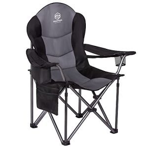 The Ultimate Outdoor Chair: Outsized Heavy Duty Garden Chair with Lumbar Back Support, Cooler Bag, Cup Holder and Side Pocket, Supports 400lbs (Black)
