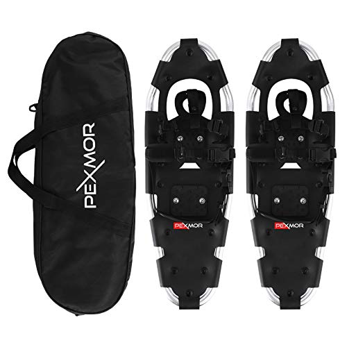 25'' Light-weight Snowshoes for Males Girls Youth Children, Aluminum Alloy Terrain Snow Footwear with Adjustable Nylon Bindings & Carrying Tote Bag for Snowshoeing Mountain climbing Climbing.