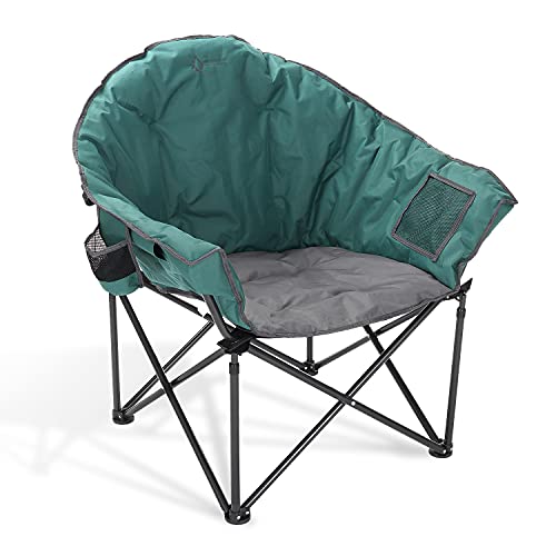 Out of doors Outsized Heavy-Responsibility Membership Folding Tenting Chair w/Exterior Pocket, Cup Holder, Transportable, Padded, Moon, Spherical, Saucer, Helps 330lbs, Carrying Bag, USA-Based mostly Help.