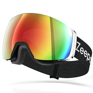 Ski Goggles - Zeepoch OTG Snowboard Goggles with UV Protection and Anti-Fog, Perfect for All Ages