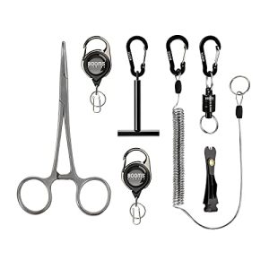 Complete Fly Fishing Kit: Booms Blessing FF3 includes Knot Tool, Line Clipper Retractor, Magnetic Net Release, Lanyard, Tippet Spool Holder and Hook Remover Forceps
