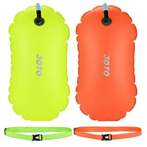 Stay Safe in Open Waters with JOTO Swim Buoy Float - 2 Pack of NeonYellow and Orange Buoy Floats with Adjustable Waist Belts for Swimming, Triathlons, Kayaking, and Snorkeling.