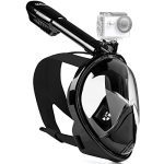 Full Face Snorkel Masks - Snorkeling Gear for Adults and Children - Diving Masks with 180° Panoramic Viewing - Anti Fog & Anti Leak Scuba Masks, S/M, L/XL, XS, (Black, L/XL).