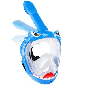 Full Face Snorkel Masks for Youngsters, Youngsters Snorkeling Set 180 Diploma Panoramic View, Secure Anti-Leak Anti-Fog, Foldable Dry High Snorkeling Gear for Youngsters Grownup, Superior Respiration System.