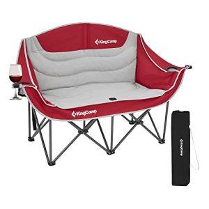 Double Tenting Chair for Adults, a Folding Chair for Two People with Heavy-Duty Support up to 440 lbs, suitable for Concerts, Camping, Gardens, Picnics, Travel, and Games, available in Wine/Gray color.