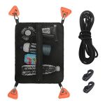 Organize Your Paddle Boarding Essentials with Water-Resistant Mesh Deck Bag - Includes 4 Kayak PVC D-Ring Patches, Bungee Cords, Plastic Hooks, and Free Glue - No Assembly Required.