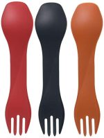 Humangear GoBites Uno Transportable Silverware Utensils Tenting Gear Equipment Kitchen Tools for Cooking or Lunchbox, 3-Pack, Pink/Grey/Orange.