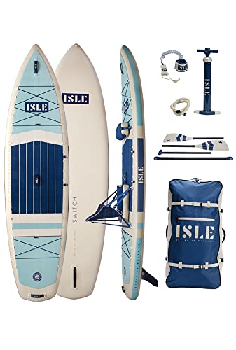 Swap Inflatable Hybrid Kayak-Stand Up Paddle Board | 2in1- Kayak & Paddle Board Bundle, Incl. Kayak Seat, Paddle, Hand Pump, Journey Bag, 11.6 x 35.5 x 6 in - max. 425 lbs - Aqua/Navy.