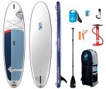 10'6" Inflatable Stand-Up Paddle Board (iSUP) Kit - Includes Pump, Bag and 3 Piece Paddle - White/Gray/Blue.