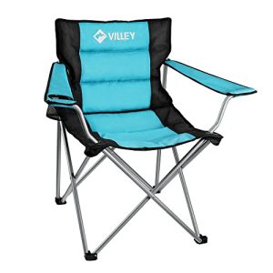 Tenting Chairs, Padded Folding Chair, Out of doors Transportable Excessive Camp Chair, Foldable Exterior Arm Chair with Cup Holder & Carry Bag, Blue.