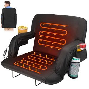 Double Heated Stadium Seats for Bleachers with Again Assist and 25" Large Cushion, Further Transportable Bleacher Seat Foldable Stadium Chair, USB 3 Ranges of Warmth, 5 Pockets, for Outside Tenting Video games Sports activities.