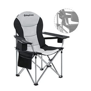 Camping Chair with Lumbar Support and Cooler Bag, a Padded Folding Chair for Adults with Adjustable Armrests, Foldable Design, Cup Holder, Side and Head Pockets, perfect for Picnics and Fishing, with a weight capacity of up to 353lbs.