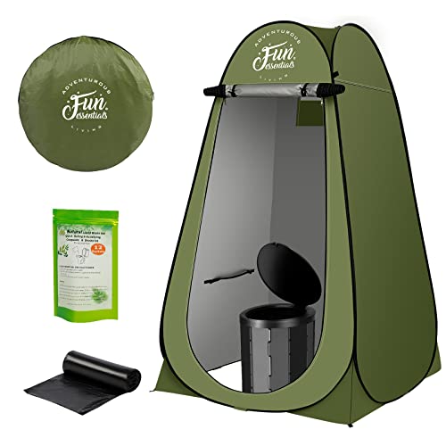 Transportable Bathroom Package For Adults, Pop Up Privateness Tent, X Giant Tenting Folding Bathroom, 12 Bathroom baggage, 12 pack Liquid Waste Gel, Washable Foldable For Journey, RV, Outside.