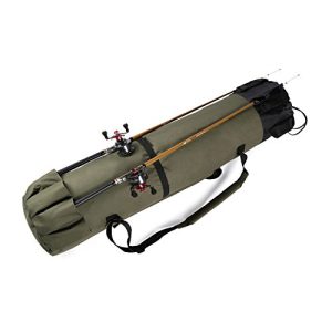 Fishing Rod Reel Case Bag Organizer Journey Carry Case Service Holder Pole Instruments Storage Baggage, Military Inexperienced.