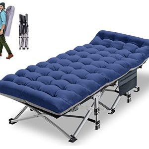 Folding Camping Cots for Adults, a Double-Layer 1200D Sleeping Cot with Heavy Duty Construction, perfect for Guest Beds, Camping, Home, Office, Travel, or Nursing, with a Mattress Carrying Bag included.