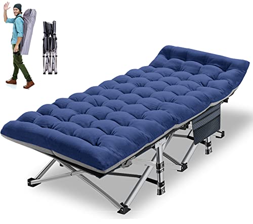 Folding Camping Cots for Adults, a Double-Layer 1200D Sleeping Cot with Heavy Duty Construction, perfect for Guest Beds, Camping, Home, Office, Travel, or Nursing, with a Mattress Carrying Bag included.