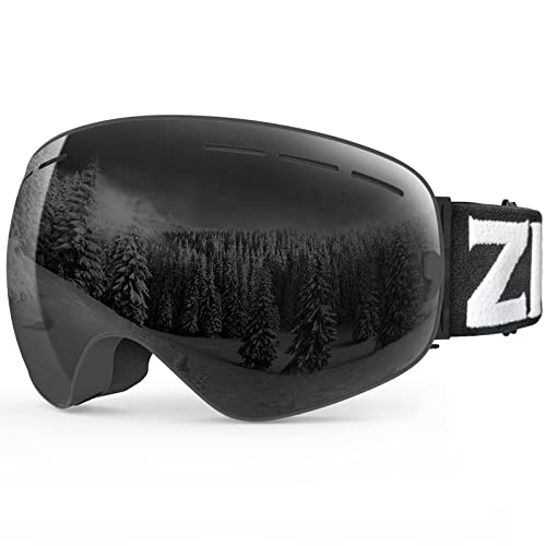 Ski Snowboard Snow Goggles OTG Design for Males & Girls with Spherical Removable Lens UV Safety Anti-Fog.