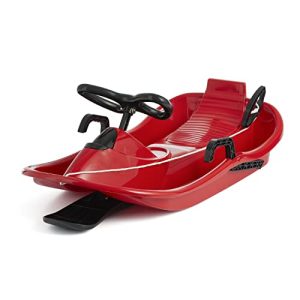 Kid's Flexible Plastic Snow Sled with Steering Wheel and Brakes 🛷