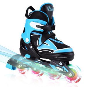 Inline Skates for Children Women Boys with Full Gentle Up Wheels, Adjustable Curler Blades for Youth Newbie Adults Indoor Outside (Blue Giant).