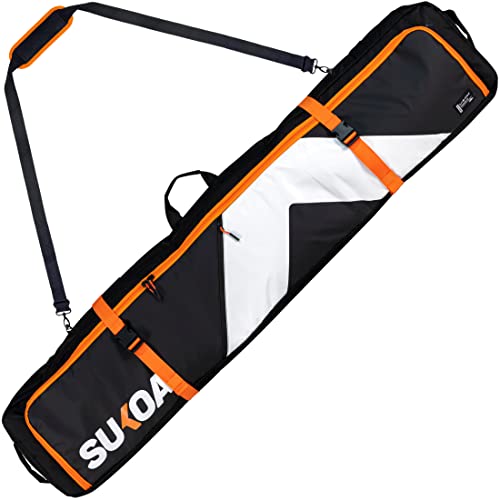 Premium Padded Ski or Snowboard Bag for Air Journey - Snowboard Ski Journey Luggage for Flying - Matches Garments, Boots, Helmet, Poles & Snowboarding Equipment - Ski Baggage Luggage Journey Case - 156cm.