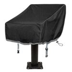 Boat Folding Seat Cowl, 600D Waterproof Fishing Chair Cowl, Resistant No Fading Pedestal Pontoon Chair Seat Cowl, Outside Waterproof Boat Captain seat Cowl, 20" L x 19" W x 14" H Black.