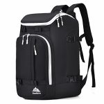 Ski Boot Bag Cooler Backpack 50L Waterproof Snowboard Journey Baggage Snow Baggage Black with Grey Zipper for Youth Males Ski Helmet Goggles Gloves Snowboarding Gear Equipment(Black Grey).